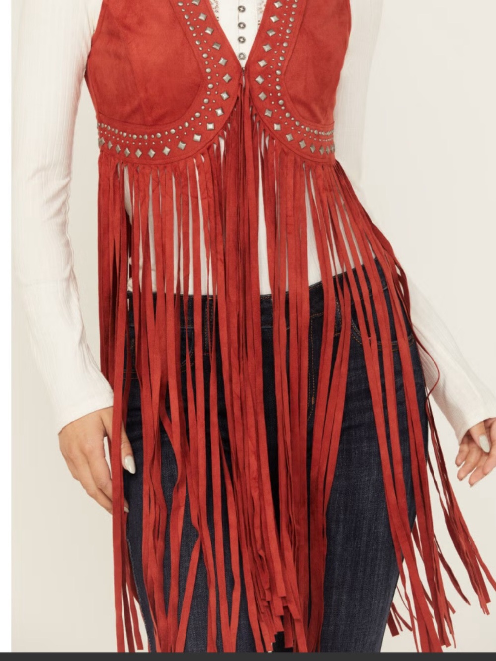 Idyllwind Women’s Walnut studded faux suede fringe vest